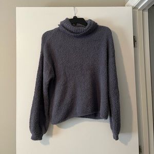 purple, fuzzy turtleneck